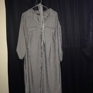 Plus Size Black and White Striped Dress w/ Belt